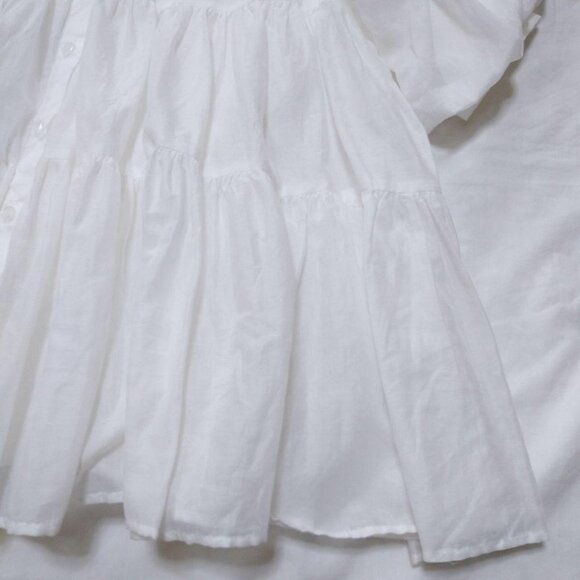 Elffe Classic  Balloon Sleeve Tiered Blouse White - Picture 4 of 4